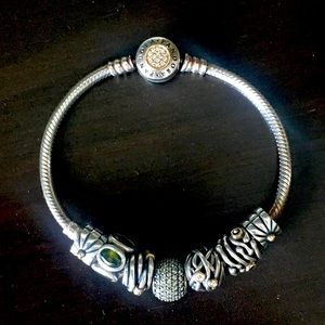 Pandora 7” bracelet with silver & 14k GOLD